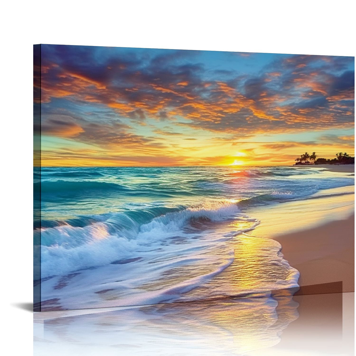 Jrxy beach pictures wall art bedroom blue coastal wall art palm