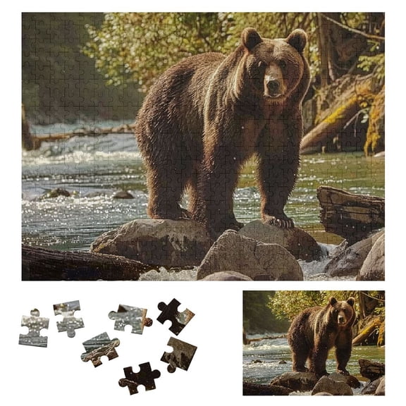 JRXY Bear River Rocks Wooden Puzzle Challenging Difficult Wood Puzzle for Adults 500 PCS