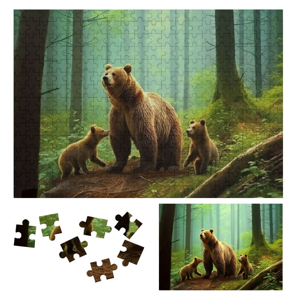 JRXY Bears Forest Wildlife Wooden Jigsaw Puzzle Challenging Difficult ...