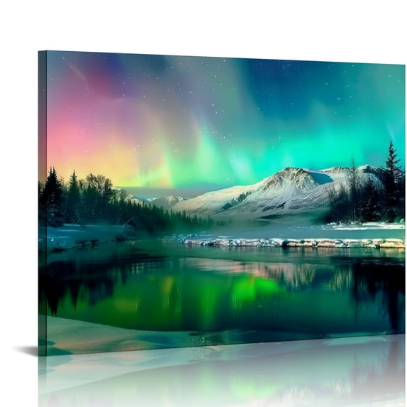 JRXY Beautful Aurora Scenery Paintin Canvas Print Painting Wall Art Posters Pictures Home Living Room Decor Poster Gift 20x16in