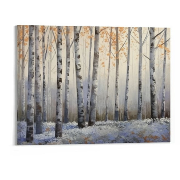 JRXY Birch Tree Canvas Wall Art Fall Forest Landscape 20x16 Inch, Autumn Nature Prints for Farmhouse Living Room Decor 20x16in