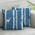 thumbnail image 1 of JRXY Birch Tree Square Throw Pillow Covers Cartoon Tree Trunk Deer Bird Silhouette Woodland Forest Navy Blue White  Soft Cozys Decor Washable Bed Home Living Room Sofa Indoor Pillow Covers 2pcs White, 1 of 6