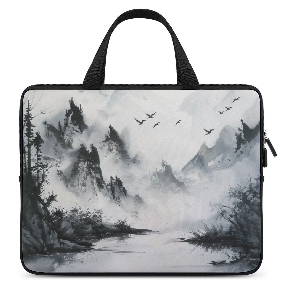 JRXY Birds Mountains Mist Neoprene Laptop Bag Diving Fabric Tablet Cover Protective Handle Case 15inch