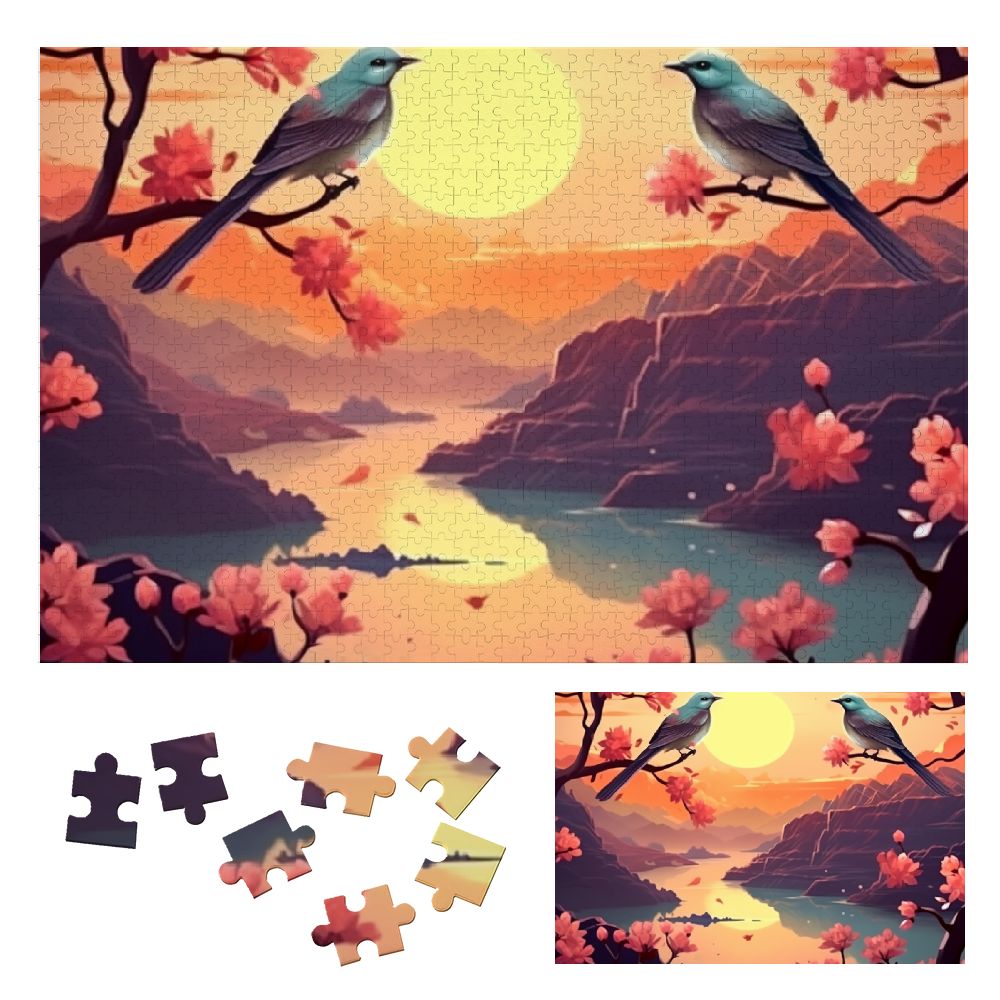 JRXY Birds, Tree Branch, Flowers Wooden Jigsaw Puzzle for Adults and ...