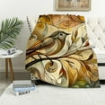thumbnail image 1 of JRXY Birds on Blooming Trees Animal Floral Flannel Fleece Blanket White, 1 of 6