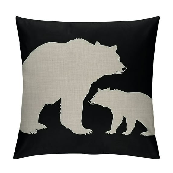 JRXY Black Background Bear Pillow Cover,Decorative Couch Pillow Cover for Sofa,Cushion Case Indoor Outdoor Home Decoration White
