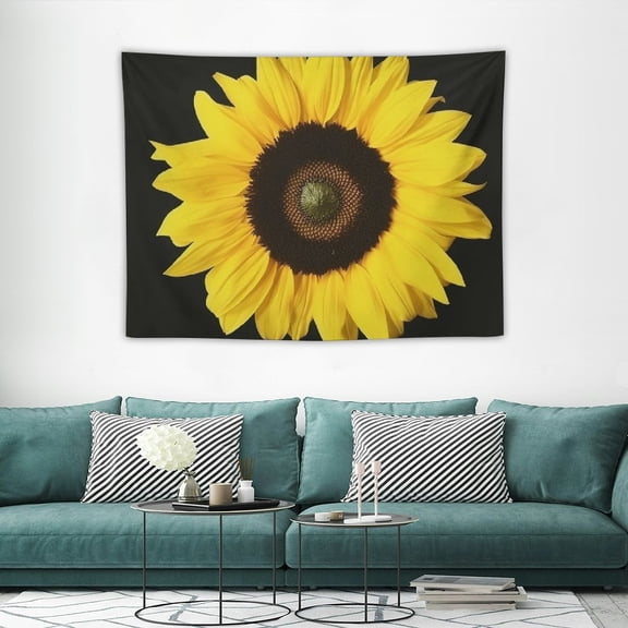 JRXY Black Sunflower Tapestry Washable Polyester Art Wall Hanging Blanket for Living Room Bedroom Dorm Party Home Decor, 40x30 Inch 40x30in