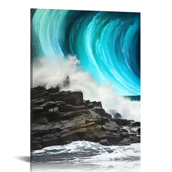 JRXY Black and White Ocean Waves Wall Art Blue Seascape Beach Paintings Pictures Wall Decor for Living Room Bedroom Decorations pattern1