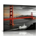 thumbnail image 1 of JRXY Black and White Red Canvas Paintings Golden Gate Bridge San Francisco Wall Art Modern Home Decor for Living Room Office, Ready to Hang 20x16in, 1 of 4