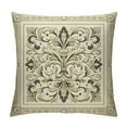 thumbnail image 1 of JRXY Block Print Pure Throw Pillow Covers, Vintage Pillow Covers for Sofa and Couch, Floral Print Outdoor Cushion Cover with Boho Home Decor (Grey) 24x24in, 1 of 5