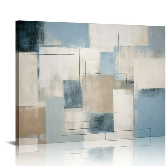 JRXY Blue Abstract Wall Art Decor Painted on Canvas Framed  Large Colorful Modern Artwork Wall Art for Living Room Bedroom Office Hotel and Dining Room 20x16in