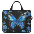 thumbnail image 1 of JRXY Blue Butterfly Blue Flowers Black Background Neoprene Laptop Handle Bag 15inch, 1 of 5