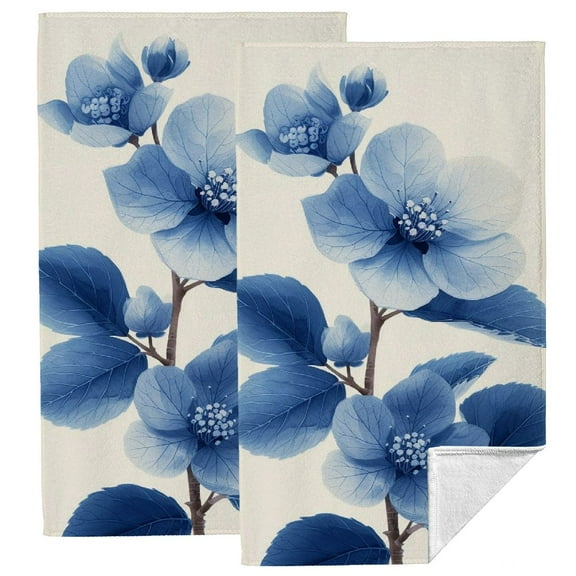 JRXY Blue Delphinium Flowers Towel Set - Soft and Absorbent, 2-Pack 27.5*16in