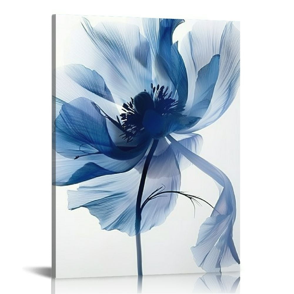 JRXY Blue Flickering Flower Modern Abstract Paintings Canvas Wall Art ...