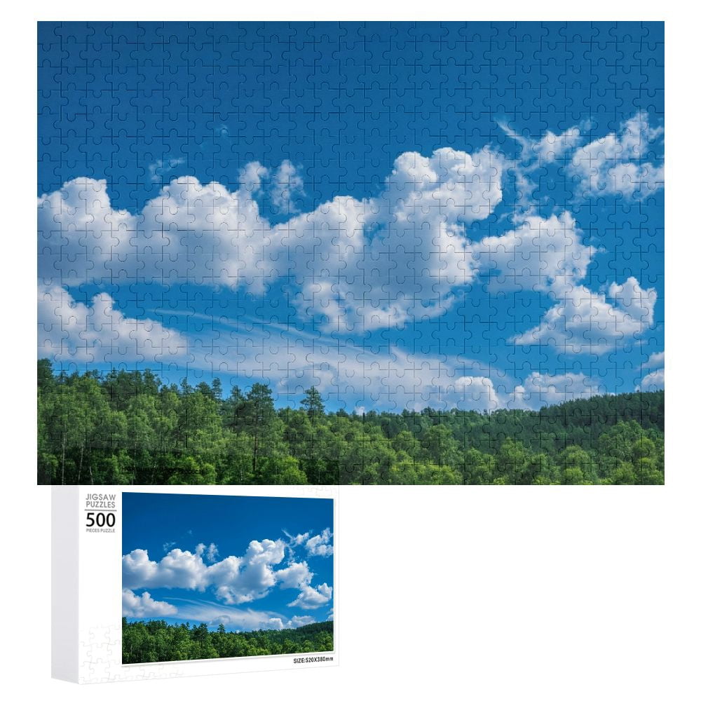 JRXY Blue Sky White Clouds Forest High-Quality Wooden Puzzle for Adults ...
