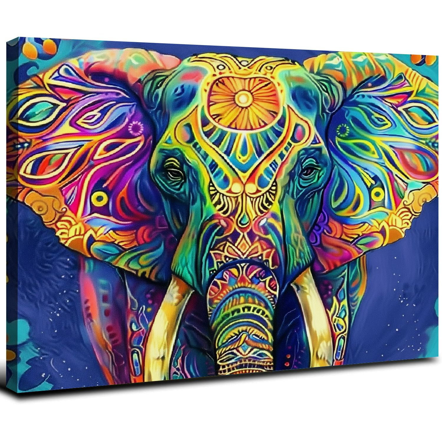 JRXY Bohemian Elephant Picture Wall Art Gold And Green Elephant Poster ...
