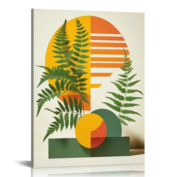 JRXY Boho Botanical Leaf Nature Illustration Canvas Prints Framed Artwork for Home Decor | Abstract Geometric Wall Pictures for Living Room Bedroom 16x20 in