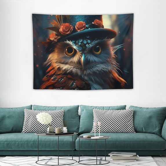 JRXY Boho Owl Tapestry Watercolor Woodland Nursery Isolated Cute Bohemian Animal Baby Owl Home Decor Tapestry Wall Hanging for Bedroom Living Room Dorm 40x30in