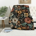 thumbnail image 1 of JRXY Boho Vintage Floral Print Blanket,Rustic Soft Flannel Lightweight Blanket,Brown/PeachPuff/Green Botanical Throw Blanket for Living Room Sofa Decor,Gifts Blanket for Women All Seasons White, 1 of 6