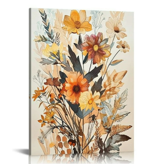 JRXY Botanical Floral Wall Art Set of 3 Vintage Wildflower Canvas Wall Decor Watercolor Rustic Farmhouse Wall Art Aesthetic Botanical Pictures Vintage Floral Prints for Room Bedroom  12x16 in