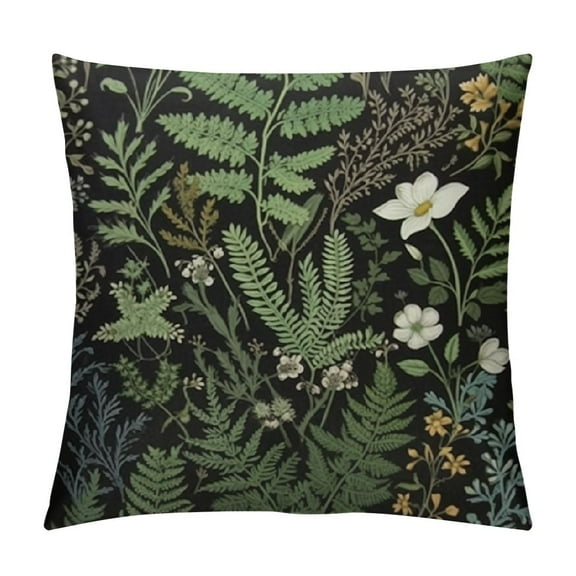 JRXY  Botanical Print Floral Pillow Covers Black Sage Green Spring Vintage Flower Plant Decorative Lumbar Throw Pillow Cases Outdoor Farmhouse Decor for Sofa Couch Bed White