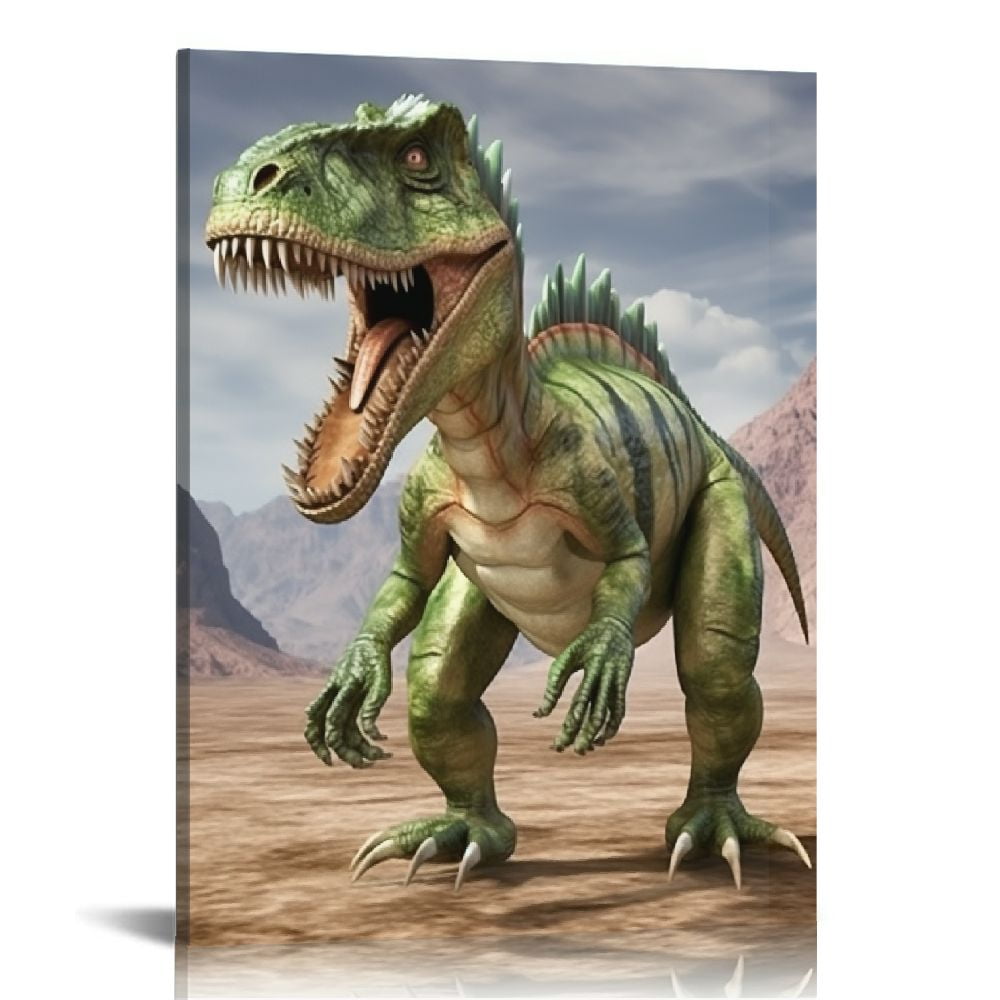 JRXY  Boy Room Dinosaur Framed Wall Art Posters, Brachiosaurus Tyrannosaurus Triceratops Pterosaurs Teen Room Wall Décor, for Kids Bedroom, Nursery Bedroom 16x20 in