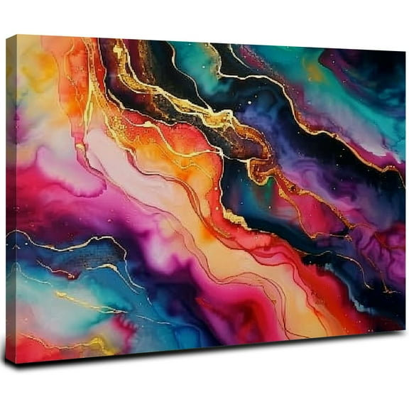 JRXY Bright Colorful Wall Art Rainbow Wall Decor Abstract Multicolor Canvas Prints Pictures for Living Room Bedroom Office Marble Paintings  Posters Artwork Modern Home Decorations