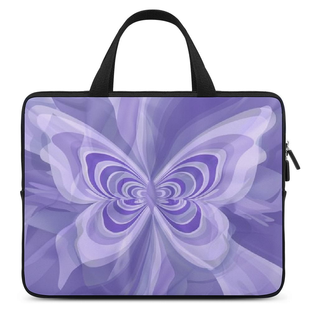 JRXY Butterfly Purple Abstract Design Laptop Handle Bag Diving Fabric Computer Protect Case Soft Carrying Travel Case 15inch