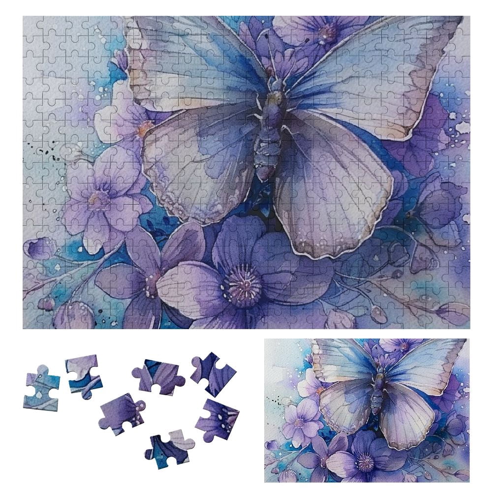 JRXY Butterfly Purple Flower Bouquet Wood Puzzle for Adults and Kids ...