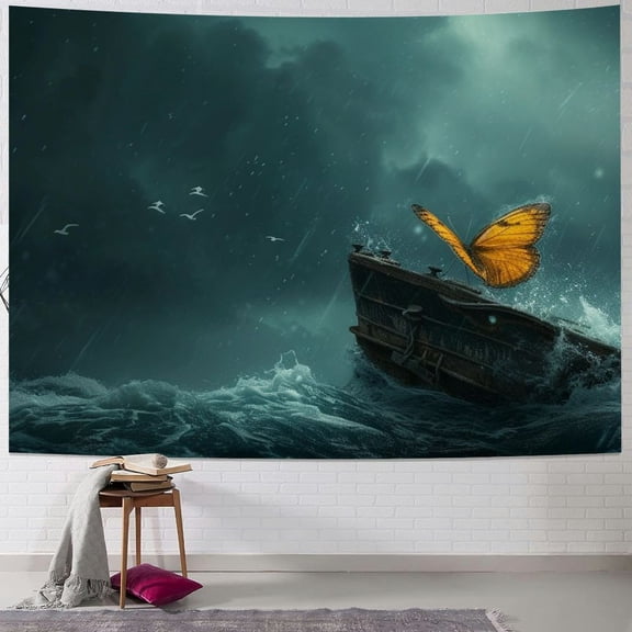 JRXY Butterfly in Sea of Cloud Tapestry - High-Quality Short Plush, Soft and Lightweight - Wall Hanging, Ceiling Tapestry - Multiple Sizes Available Painting