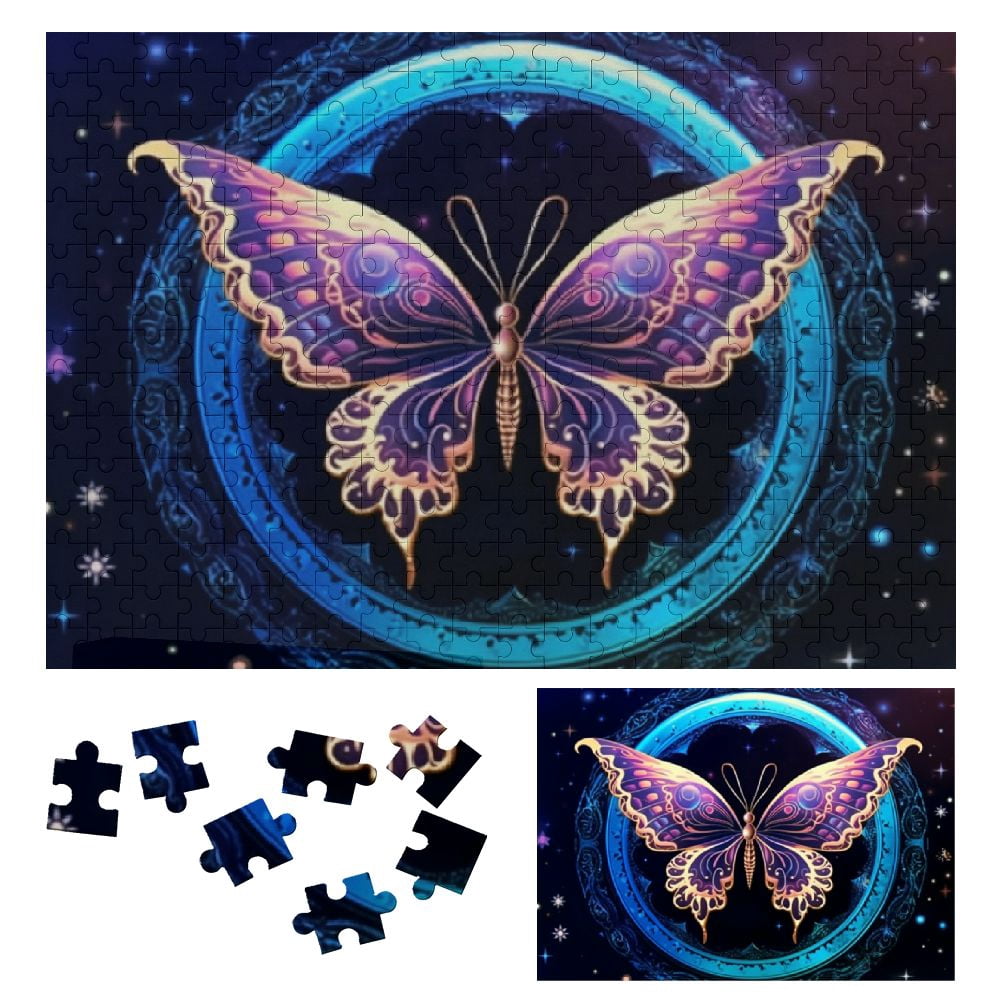 JRXY Butterfly Stars Crescent Wooden Jigsaw Puzzle for Adults and Kids ...