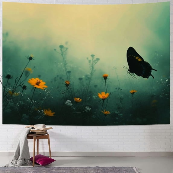 JRXY Butterfly in Sea of Cloud Tapestry - High-Quality Short Plush Wall Hanging Painting