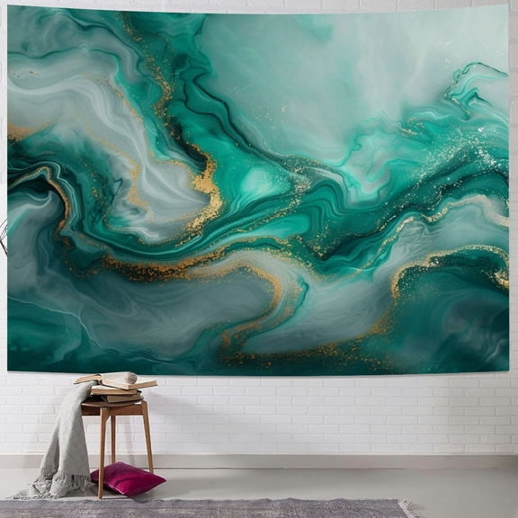 JRXY CRASHING WAVES TEAL Tapestry - High-Quality Short Plush, Soft and Lightweight Painting