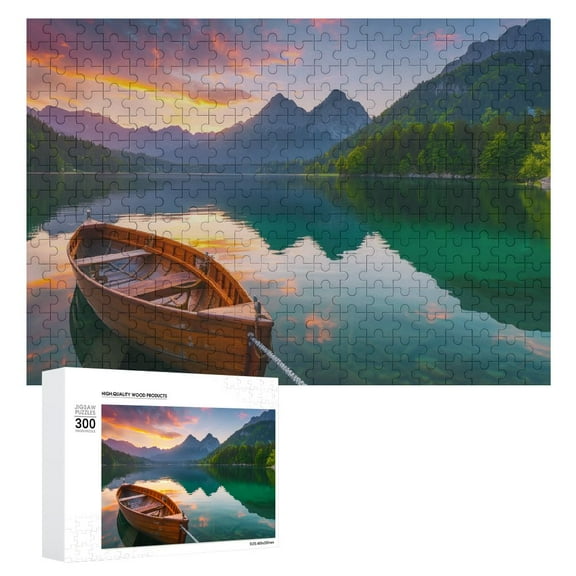 JRXY Calm Morning View of Fusine Lake Wooden Jigsaw Puzzle Gift for Family Friends 300 PCS