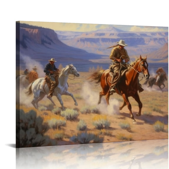 JRXY  Canvas Print Wall Art Swift Horses are Surer Than Lead  Wildlife Illustrations Realism Rustic Scenic Nature Chic Colorful for Living Room, Bedroom, Office  16x12in