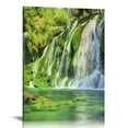thumbnail image 1 of JRXY Canvas Print Wall Art Vibrant Green Jungle Forest Waterfall Nature Wilderness Photography Realism Decorative Landscape Relax/Calm Zen Multicolor for Living Room, Bedroom, Office Picture 1, 1 of 5