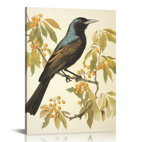 JRXY Canvas Prints - Raven Wall Art - Vintage Bird Poster - Famous Painting Posters - Nature Animal Print Wall Decor for Livingroom Diningroom 16x20 inch 12x16 in
