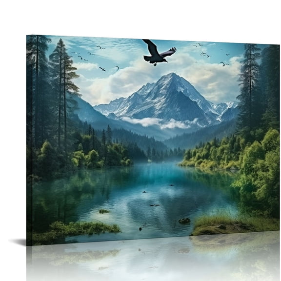 JRXY - Canvas Prints Wall Art Canada Moraine Lake And Rocky Mountain Landscape Pictures Modern Canvas Painting Giclee Artwork For Home Decoration 16x12in