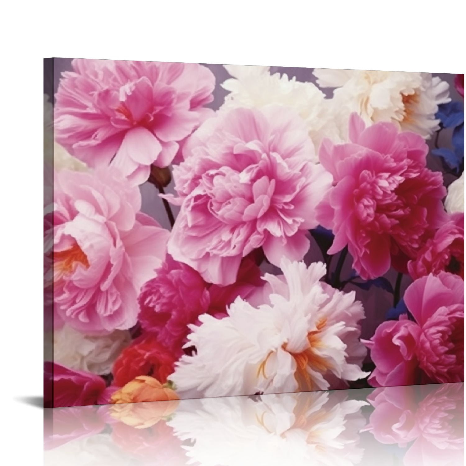 JRXY Canvas Wall Art Bouquet of Blush Pink, Red and White Peony Floral ...