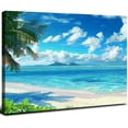 thumbnail image 1 of JRXY Canvas Wall Art Ocean Waves Coconut Trees on Sands Beach Seascape Scenery Painting Nature Picture for Bedroom Home Office Wall Decor 20x16inch, 1 of 6