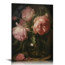 JRXY  Canvas Wall Art Room Decor Vintage Flower Canvas Prints Framed Large Wall Art Decorations for Bedroom Farmhouse Bathroom Decor Wall Art 12x16 in