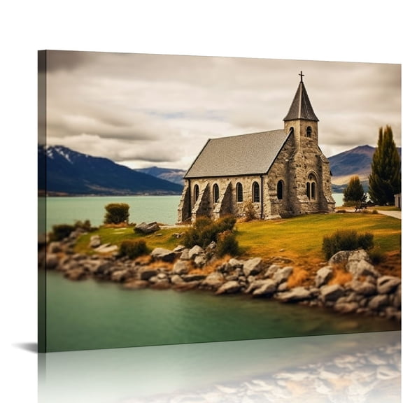 JRXY Canvas Wall Art Scottish Stone House Landscape Pictures Posters Printing Large Prints Wall Decor  16x12in