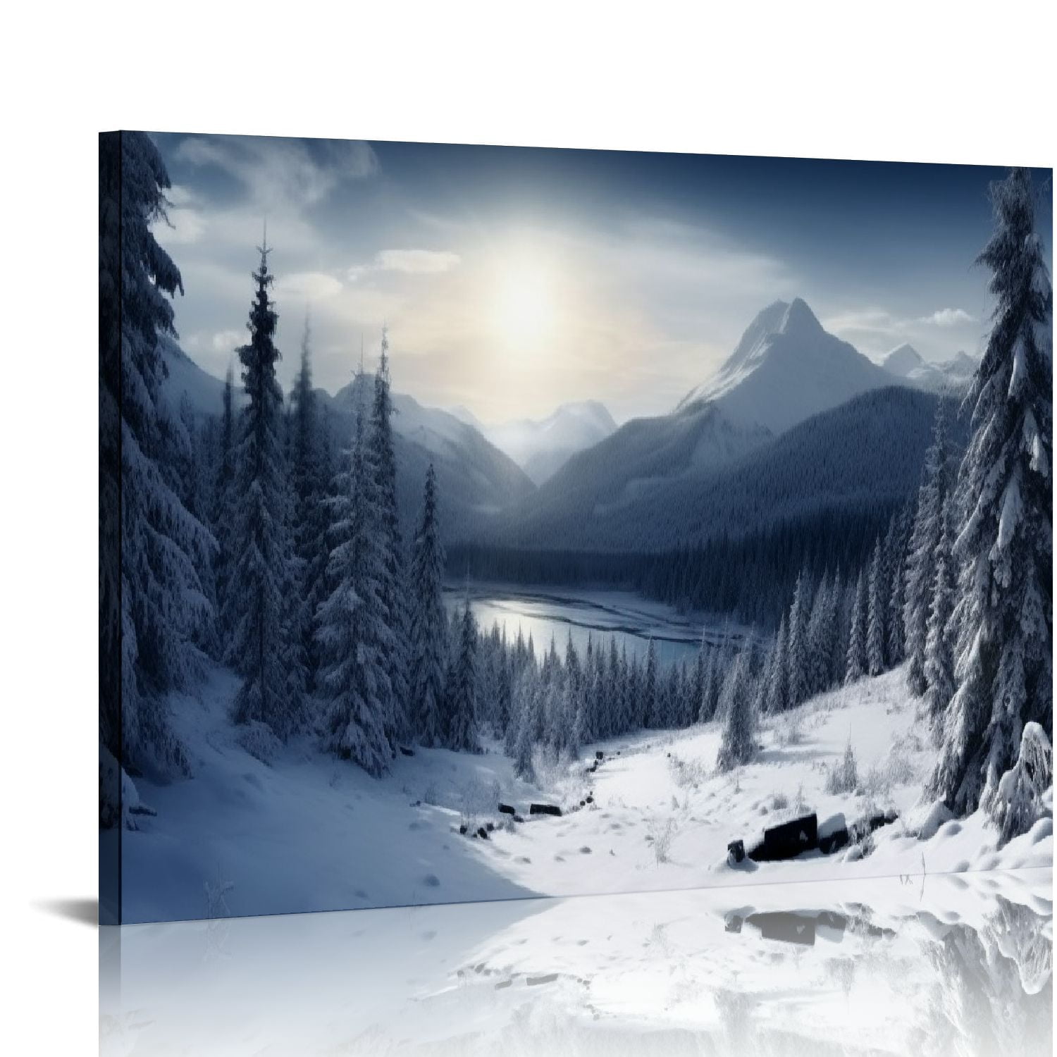 JRXY Canvas Wall Art Winter Mountain Snow Covered Trees Pictures Modern ...