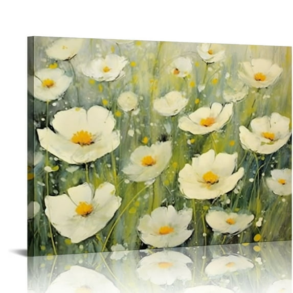 JRXY Canvas Wall Art Yellow Flower In Bloom Framed Prints Painting Modern Abstract Canvas Oil Painting Wall Art for Home Living Room Bedroom Decor Watercolor by Floral Print Ready to Hang 20x16in