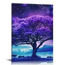 JRXY Canvas Wall Decor For Bedroom Frame Wall Art For Living Room Purple Tree Wall Artworks Inspiration Wall Pictures For Office Modern Aurora Prints Dining room Decorations 12x16 in