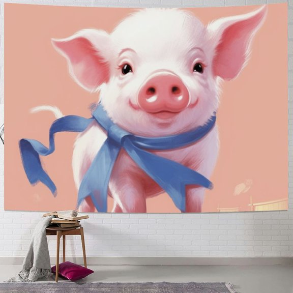 JRXY Cartoon Pink Piggy Tapestry - Soft and Lightweight Wall Hanging Painting
