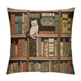 thumbnail image 1 of JRXY  Cat Throw Pillow Cushion Cover, Nerd Book Lover Kitty Sleeping Over Bookshelf Library Academics Feline Boho Design, Decorative Square Accent Pillow Case,Brown Pink White, 1 of 5