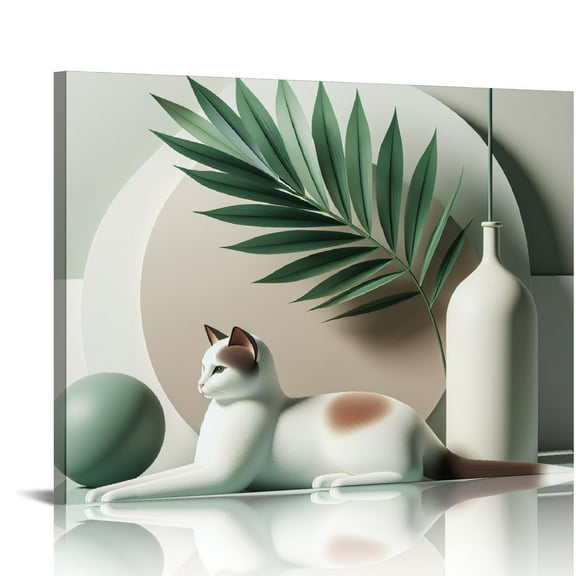 JRXY Cat Wall Art Framed Watercolor Poster Colorful Cats Prints Pet Canvas for Bedroom living Room Decor pattern1