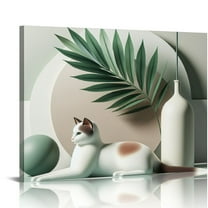 JRXY Cat Wall Art Framed Watercolor Poster Colorful Cats Prints Pet Canvas for Bedroom living Room Decor pattern1