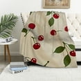 thumbnail image 1 of JRXY Cherry Kids on a cute white fruit cartoon blanket with a red Cherries pattern White, 1 of 6